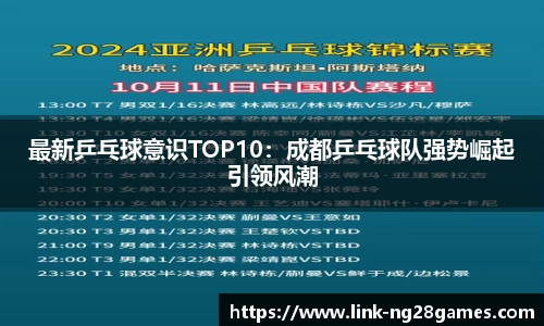 最新乒乓球意识TOP10：成都乒乓球队强势崛起引领风潮